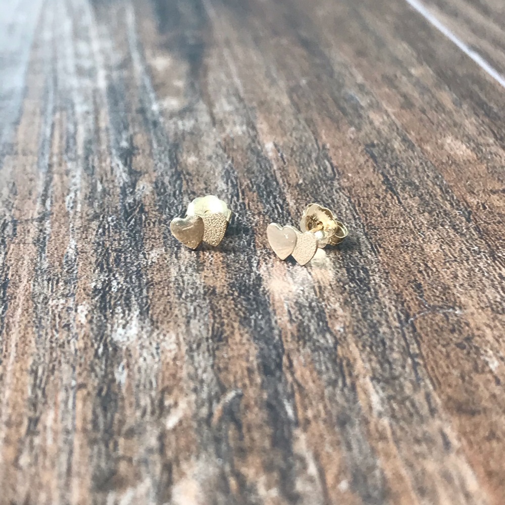 Petite/child 14k double heart earrings